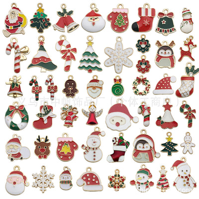 Colorful assorted shape charms arranged on a light background