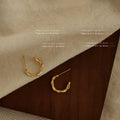Gold Tone Twisted Rope Open C Hoop Stud Earrings Pair view 6