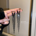 Geometric Crystal Fringe Drop Earrings in Three Designs view 1