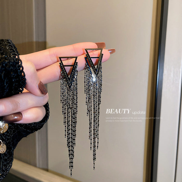 Geometric Crystal Fringe Drop Earrings in Three Designs
