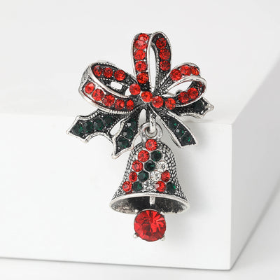 Red Enamel Holiday Bell brooch shown in front product view