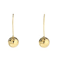 Silver Polished Sphere Ball Long Hook Drop Earrings view 5
