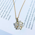 Spiral Pinwheel Crystal Pendant Necklace in Polished Metal view 2
