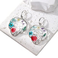 Gold and Silver Tone Face Pressed Flower Resin Hook Earrings view 5