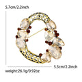 Hollow Wreath Crystal Brooch Gray Champagne Open Circle view 7
