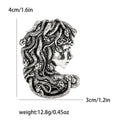 Textured Medusa Profile Brooch in Two Metallic Tones view 6