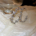 Crystal Butterfly Vine Hoop Earrings Four Colors Polished Metal Jewelry view 4