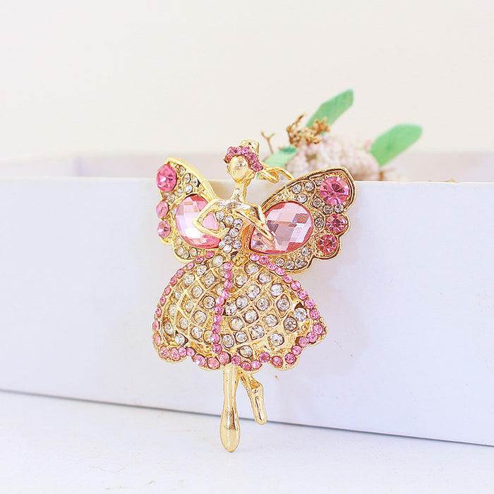 Cute Rhinestone Angel Car Keychain Zinc Alloy Bag Charm Key Ring