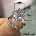 Silver Tone Oval Halo Two Ring Set with Clear Stone Band view 5