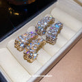 Crystal Pave Open Hoop Stud Earrings Jewelry Pair Set view 4