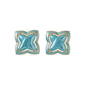 Enamel Four Petal Outline Stud Earrings in Three Colors view 5