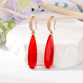 Gold Tone Long Oval Faceted Crystal Hook Earrings in Seven Colors view 2