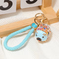 Rhinestone Beaded Pig Keychain Gold Clasp Multicolor Cord Options view 10