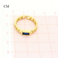 Gold Tone Rectangular Crystal Chain Link Adjustable Rings in Four Colors view 3