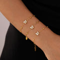 Gold Butterfly Bracelet Mother Of Pearl Wings Ball Chain view 2