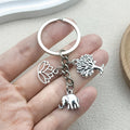 Metal Elephant Lotus Tree Charm Keychain In Silver Or Gold Tone view 4