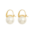 Large Round Faux Pearl Drop Earrings Gold Steel Tone view 5