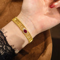 Openwork Lattice Bar Bracelet Oval Halo Center Stone view 2