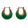 U-Shape Resin Hoop Earrings Metal Frame Green White Amber Clear view 5