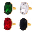 Large Oval Faceted Glass Statement Rings Gold Setting Sizes view 5