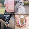 Colorful Floral Butterfly Wooden Keychain With Metal Ring And Chain view 2