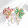 Red Gold Tone Flower Crystal Enamel Two Designs Metal Brooch Pin 4.4 x 5.3 cm 4.4 x 5.3 cm view 5
