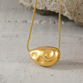 Organic Molten Pebble Pendant Necklace Snake Chain Gold Steel view 2