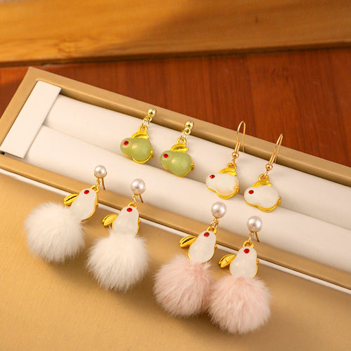 Primary supplied view of rabbit earrings in three constructions