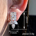 Rectangular And Marquise Clear Stone Drop Stud Earrings In Silver Tone view 4