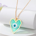 Gold Tone Large Heart Resin Evil Eye Pendant Necklaces view 7