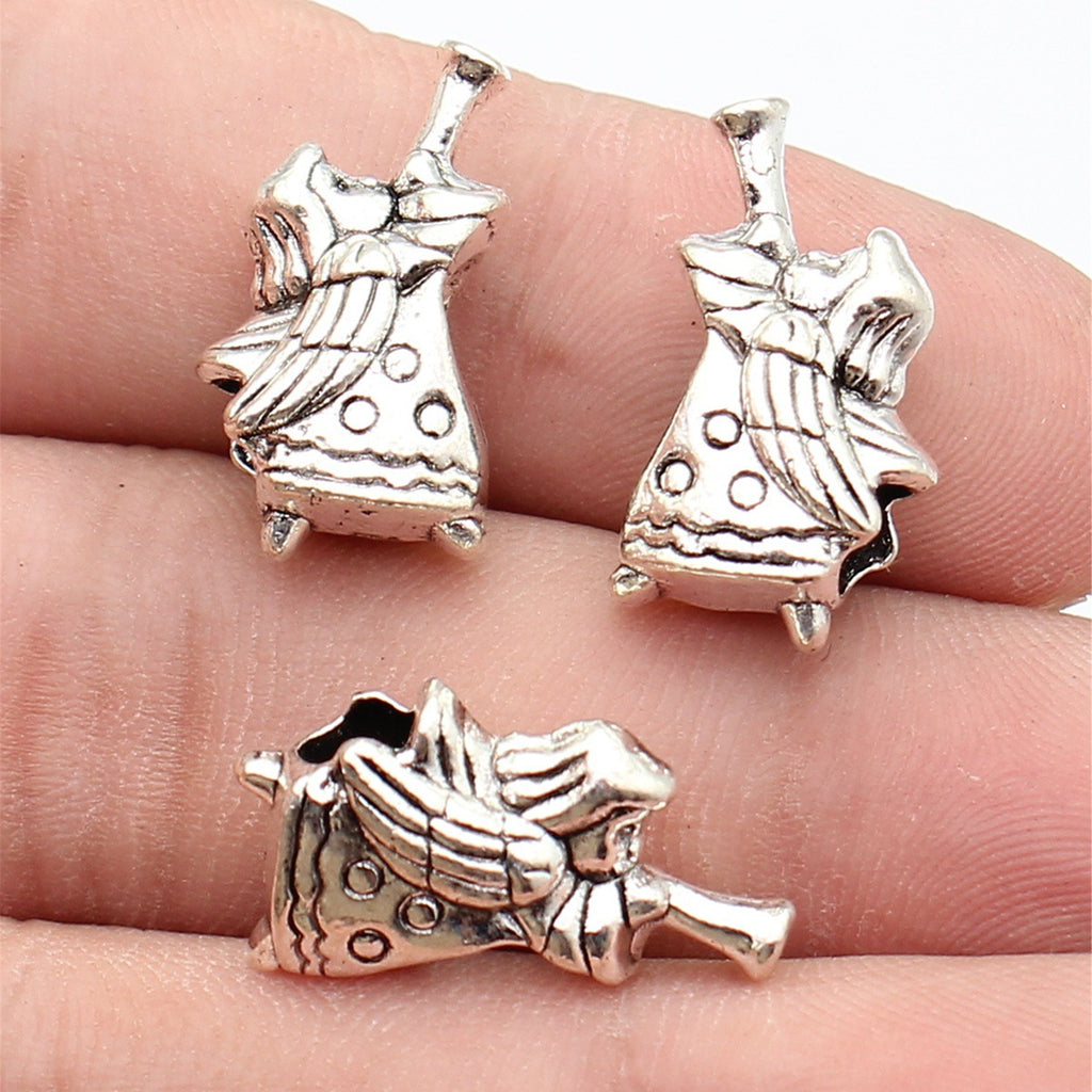 22x11x8mm 3.5g Antique Silver Zinc Alloy Trumpeting Angel Large Hole Beads for Vintage Bracelet Making