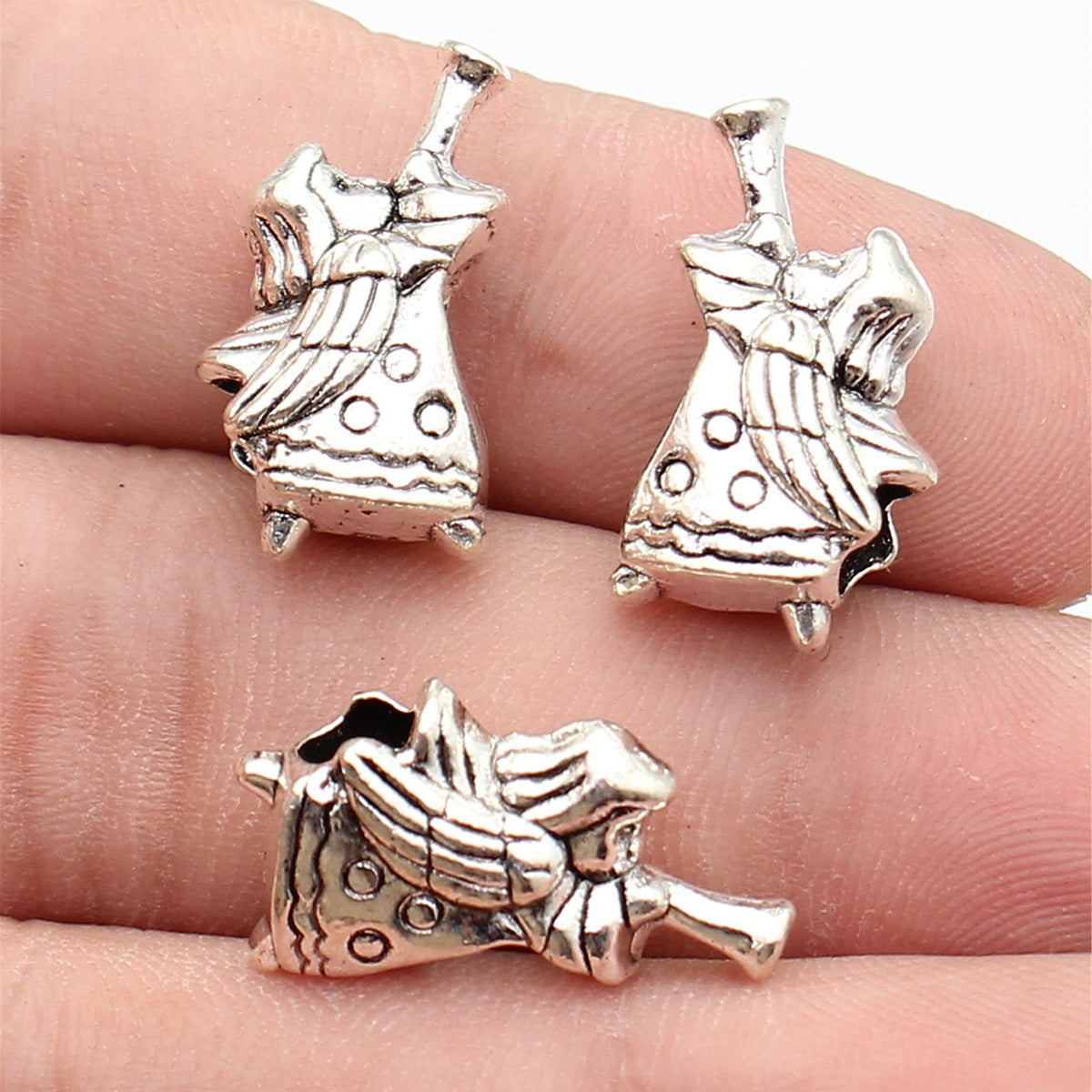 22x11x8mm 3.5g Antique Silver Zinc Alloy Trumpeting Angel Large Hole Beads for Vintage Bracelet Making