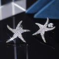 Silver-Tone Pavé Crystal Starfish Stud Earrings Jewelry view 4