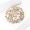 Crystal Floral Wreath Brooch With Polished Metal And Sculpted Decorative Details view 3