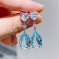 Heart And Pear-Shaped Two-Stone Drop Earrings In Two Colors view 2
