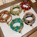 Coffee Brown Multi-Strand Beaded Bracelet Four-Piece Set view 2