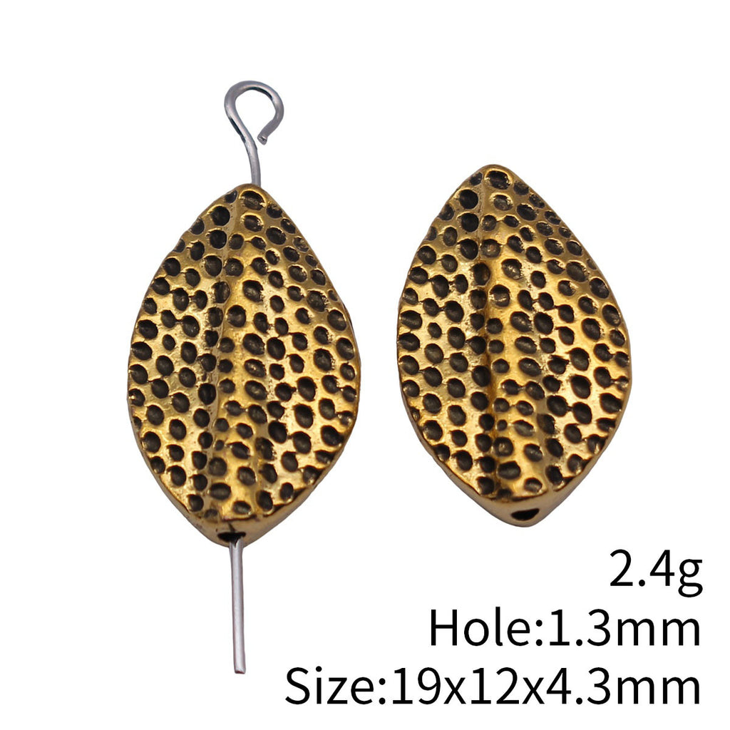 19x12x4.3mm 2.4g Antique Gold Zinc Alloy Hammered Marquise Spacer Beads for DIY Jewelry Making