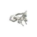 Silver Open Butterfly Ring Liquid Metal Multicolor Accents view 5