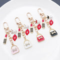 Four Color Handbag Lipstick and Lips Chain Keychains view 3