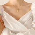 Gold Dog Tag Ring Charm Pendant Necklace Clear Stone view 1