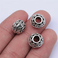 12x9mm 4g Antique Silver Zinc Alloy Patterned Large Hole Beads for Bracelet Necklace Making