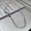 Crystal Square Tennis Chain Necklace In Three Metal Tones view 2