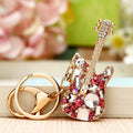 Jeweled Red Guitar Keychains with Braided and Bare Wrist Loop Options view 4
