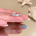 Silver Ocean Starfish Shell Open Rings Blue Crystal Set view 9