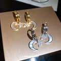 Gold and Silver Tone Crescent Moon and Star Hoop Earrings view 3