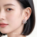 Gold Large Clear Marquise Daisy Stud Earrings Pair view 2