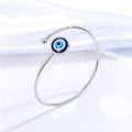 Blue and White Evil Eye Open Cuff Bracelets in Eight Finish Options view 5
