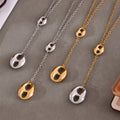 Polished Coffee Bean Y Lariat Necklace Gold and Steel Tones view 3