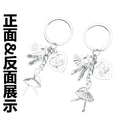 Antique Silver Ballerina Dress Shoe and Heart Charm Keychain view 4