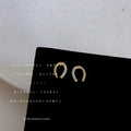 Mini Gold-Tone U-Shape Horseshoe Stud Earrings Stones view 1